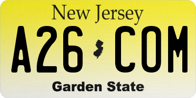 NJ license plate A26COM