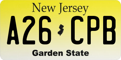 NJ license plate A26CPB