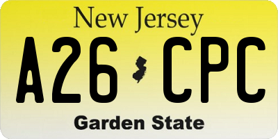 NJ license plate A26CPC
