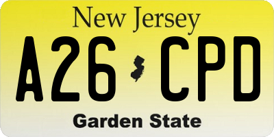 NJ license plate A26CPD