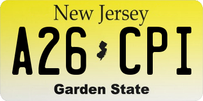 NJ license plate A26CPI
