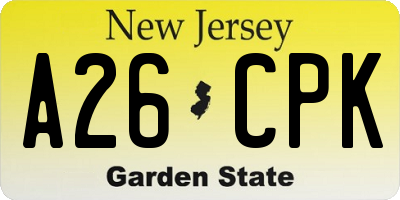 NJ license plate A26CPK