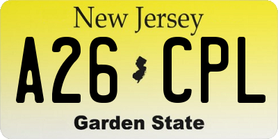 NJ license plate A26CPL