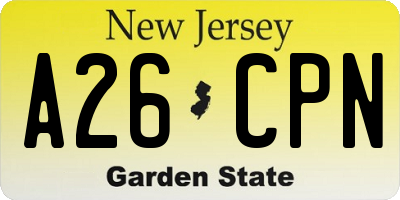 NJ license plate A26CPN
