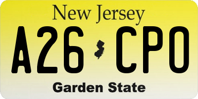 NJ license plate A26CPO