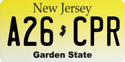 NJ license plate A26CPR