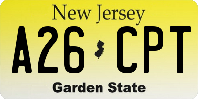 NJ license plate A26CPT