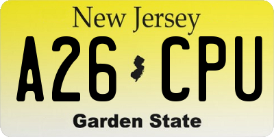 NJ license plate A26CPU