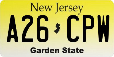 NJ license plate A26CPW