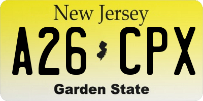 NJ license plate A26CPX