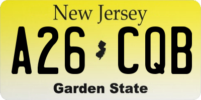NJ license plate A26CQB