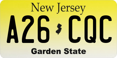 NJ license plate A26CQC