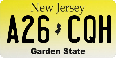 NJ license plate A26CQH