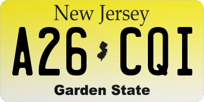 NJ license plate A26CQI