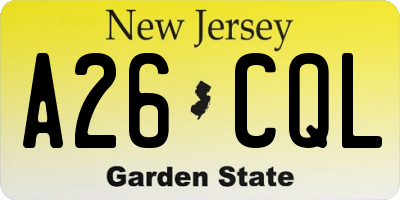NJ license plate A26CQL