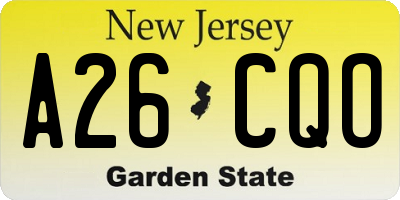 NJ license plate A26CQO