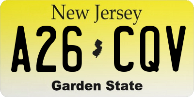 NJ license plate A26CQV