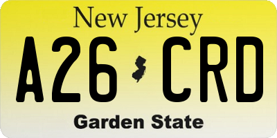 NJ license plate A26CRD
