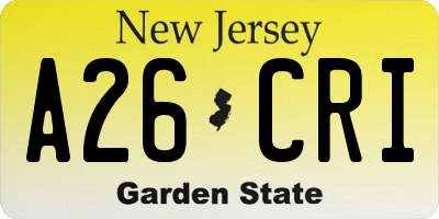 NJ license plate A26CRI