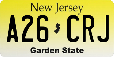 NJ license plate A26CRJ