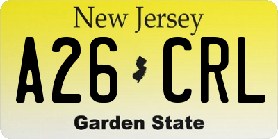 NJ license plate A26CRL