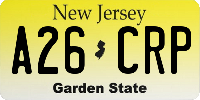 NJ license plate A26CRP