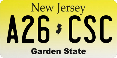NJ license plate A26CSC
