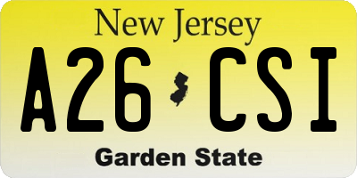NJ license plate A26CSI