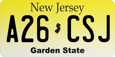 NJ license plate A26CSJ