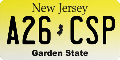NJ license plate A26CSP