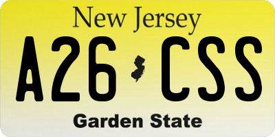 NJ license plate A26CSS