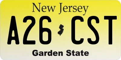NJ license plate A26CST