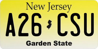 NJ license plate A26CSU