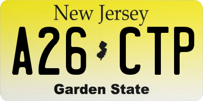 NJ license plate A26CTP