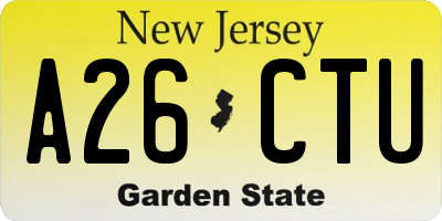NJ license plate A26CTU
