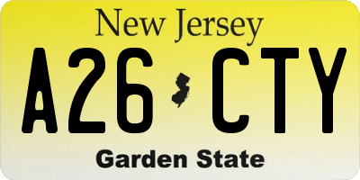 NJ license plate A26CTY