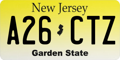 NJ license plate A26CTZ