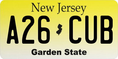 NJ license plate A26CUB