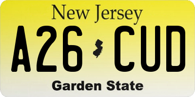 NJ license plate A26CUD