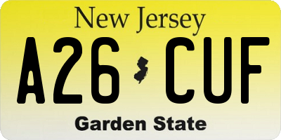 NJ license plate A26CUF