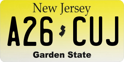 NJ license plate A26CUJ