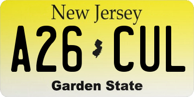 NJ license plate A26CUL