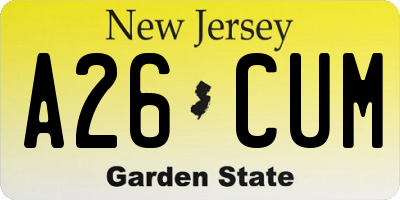 NJ license plate A26CUM