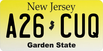NJ license plate A26CUQ
