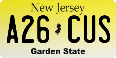 NJ license plate A26CUS