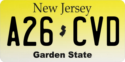 NJ license plate A26CVD