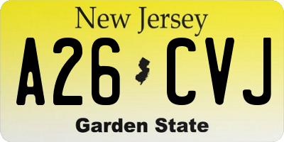 NJ license plate A26CVJ