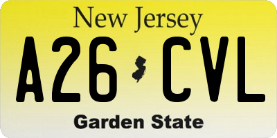 NJ license plate A26CVL