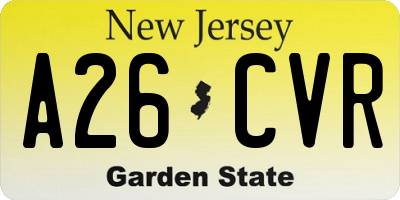 NJ license plate A26CVR