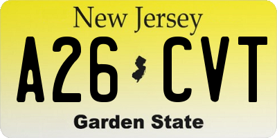 NJ license plate A26CVT